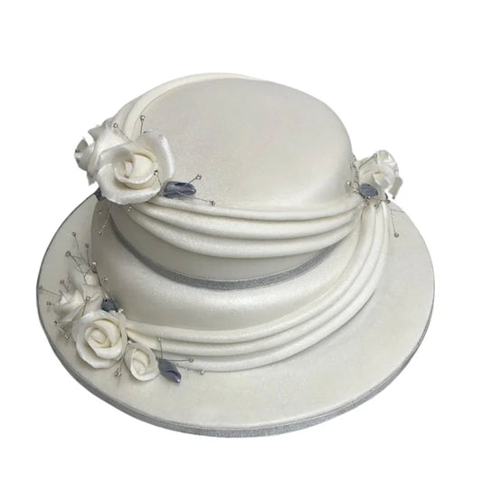Two Tier Swags and Roses Celebration Cake
