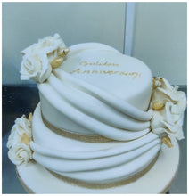 Load image into Gallery viewer, Two Tier Swags and Roses Celebration Cake
