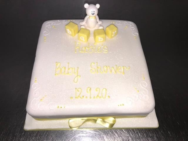 Teddy with Baby Blocks Celebration cake.