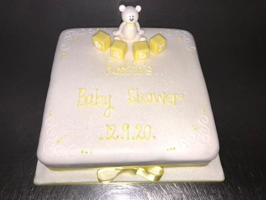 upgrade 10" Teddy with Baby Blocks Celebration cake.