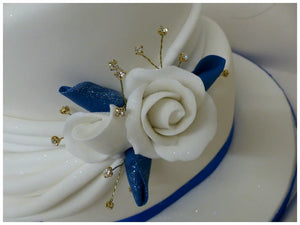 Two Tier Swags and Roses Celebration Cake