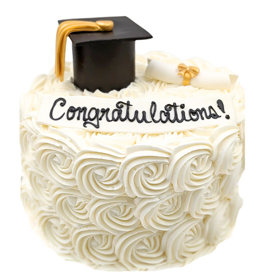 Buttercream Rosette deep 9" deep layer round graduation cake