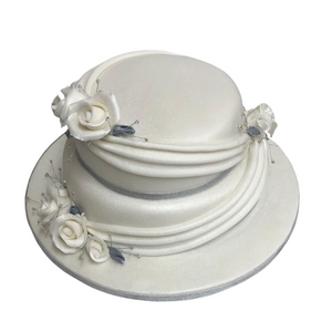 Two Tier Swags and Roses Celebration Cake