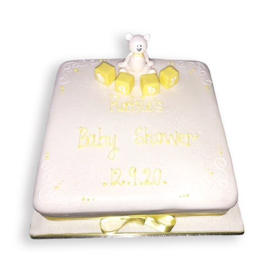 Teddy with Baby Blocks Celebration cake.