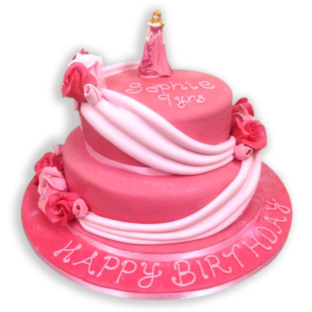 Princess Two Tier Swags and Roses Celebration Cake